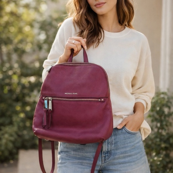 Michael Kors Raspberry Colored Backpack - Picture 2 of 10